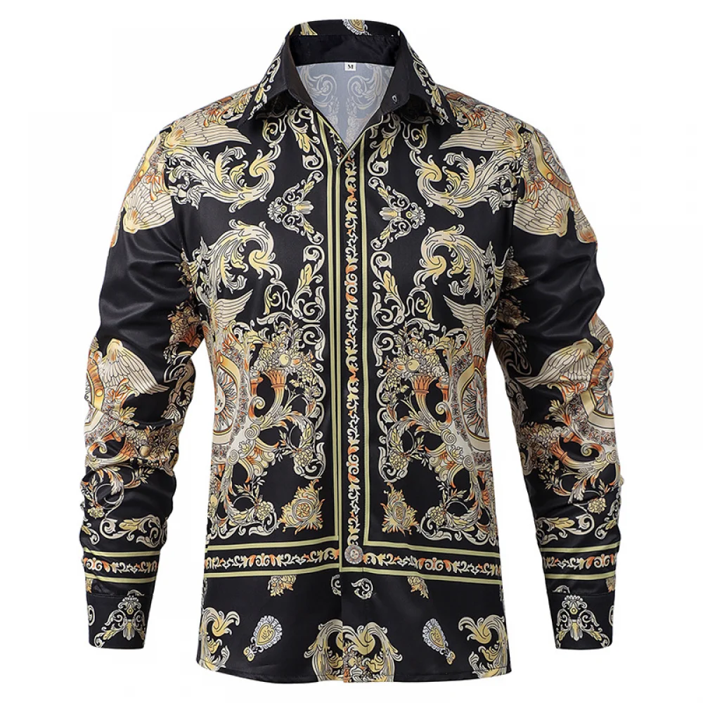 

Men Palace 3D Print Long Sleeve Shirt Slim Fit Button-Down Party Fashion Button Casual Designer Blouse Halloween Party Costume
