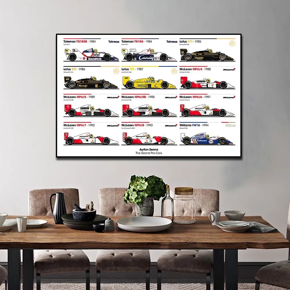 Formula 1 Ayrton Senna Grand Prix Cars Poster Canvas Print Wall Art Home Decoeation For Living Bedroom Kids Nordic Decor