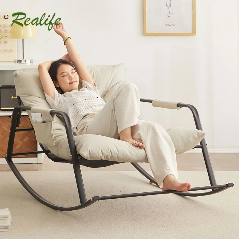 

Realife Double Lazy Sofa Technology Fabric Rocking Chair Bedroom Balcony Living Room Lazy Napping Rocking Chair Detachable 2024