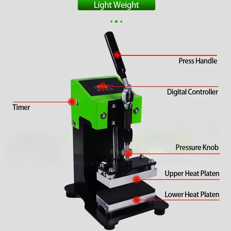 Sixfar Mini Dual Heating Plate Easy Operation 2 Ton Portable Manual Press Machine for DIY and Small Business Popular