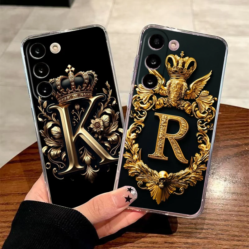 Gorgeous Letters K R Transparent Phone Case for Samsung Galaxy A16 A14 A12 A22 A24 A34 A36 A37 A42 A56 A57 A30 A40 Soft Cover