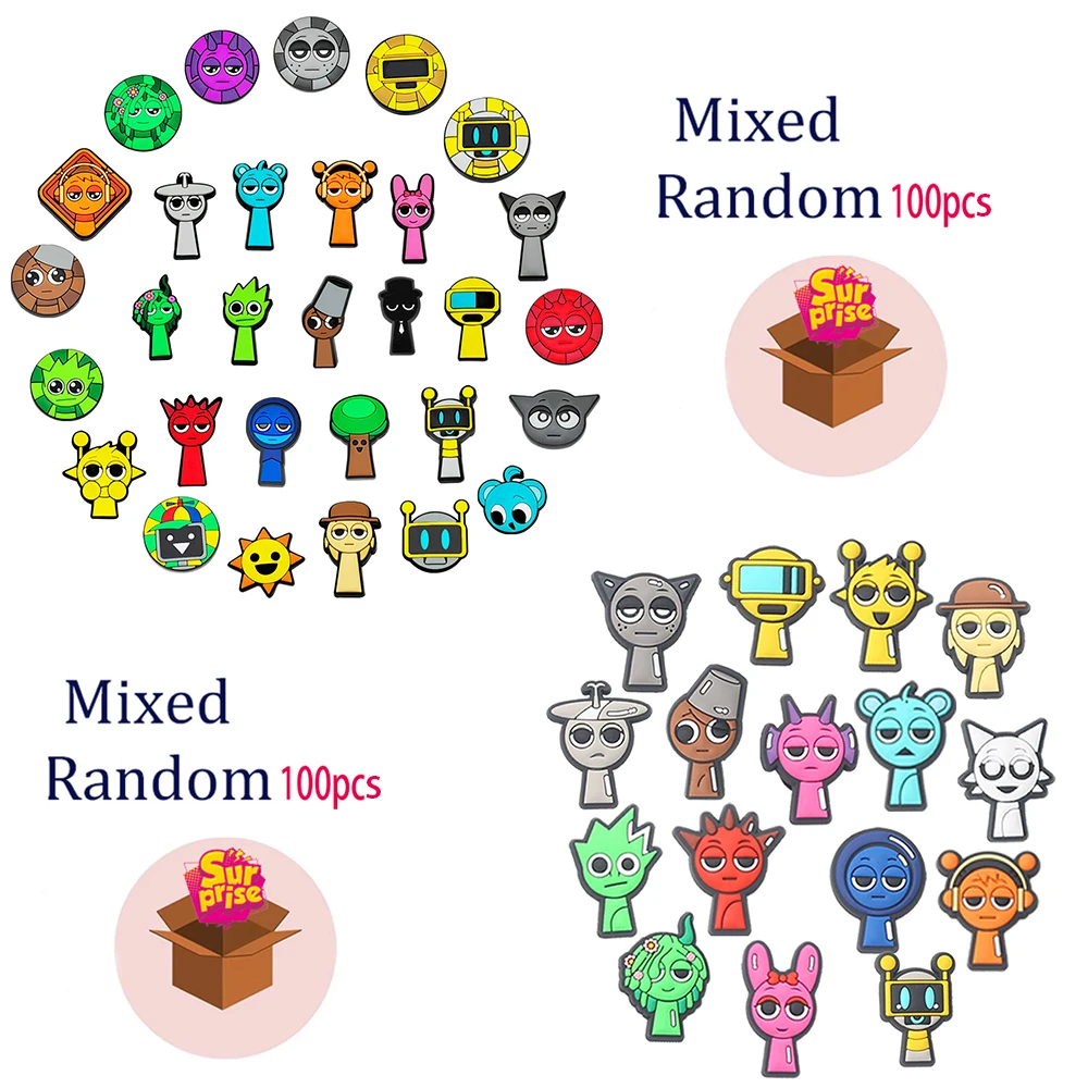 Bestseller 16-100 Stück Cartoon Sprunki Spiel-Serie PVC Schuh-Charms Zubehör für Sandalen DIY Abnehmbare Schuh-Dekorationen – Detail 14