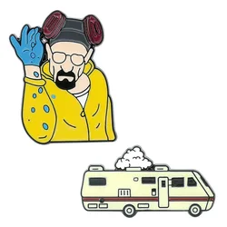 Breaking Bad Brooches for Men Airplane Bus Salt Brother Enamel Pins for Kids Lapel Pin Bag Pins Hat Badge Brooch Gifts Friends