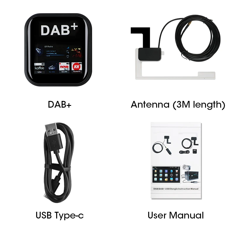 Vtopek DAB DAB+ Antenna With USB Adapter Universal Car Digital Android Radio DAB+ Adapter For Europe  Multimedia Player