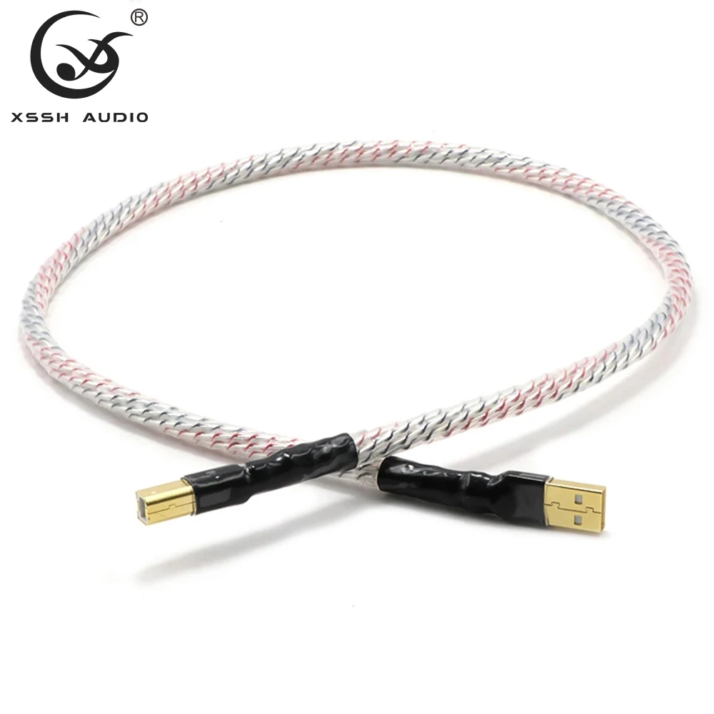 XSSH – câble USB A vers mâle B, 4 cœurs, OEM anoxique, OFC, cuivre plaqué argent, pour haut-parleur USB 2.0, USB 3.0, câbles de données Audio