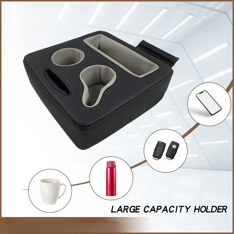 Car Armrest Storage Box Universal Car Rear Seat Cup Holder Multi Function Console Storage Black Car Interior Storage Box SUV