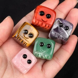 Wholesale Natural Gem Crystal Reiki Healing Carved Cube Smile Stone Ornament Amethyst Home Decoration Gifts Room Decor Accessory