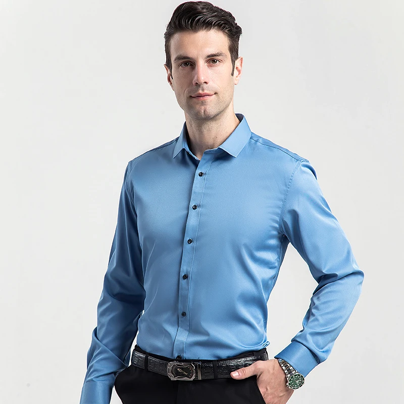 

Men's long-sleeved shirt for business casual wear in spring, summer and autumn. Pure color, simple design, trendy and versatile.