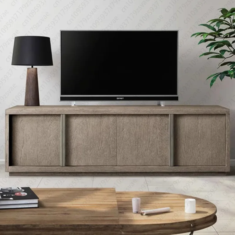 MYHOME Luxury Solid Oak Media Console Mid-Century Modern Living Room TV Cabinet 3 Drawers Simple and Simple TV Cabinet