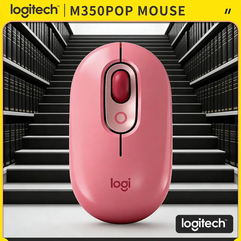 

Беспроводная мышь Logitech M350 POP - из переработанного пластика, высокоточное отслеживание, бесшумное нажатие, беспроводной диапазон 10 м