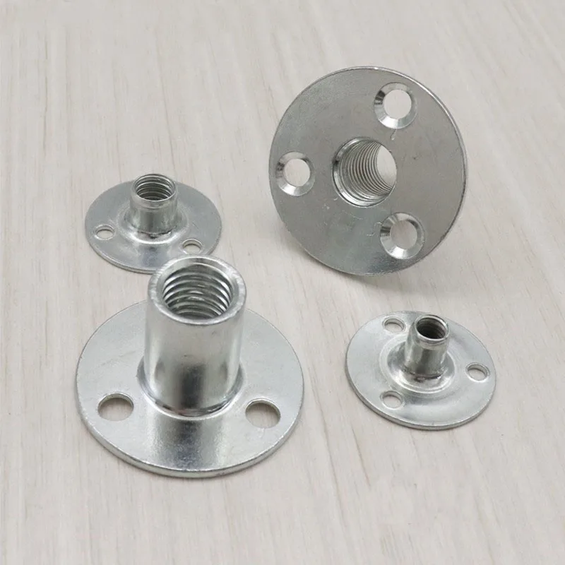 Galvanized Three-hole Flange Nut Iron Plate Lock Nut For Wood Furniture Splint Lock Nut Sofa Foot Lock M6 M8 M10 M12