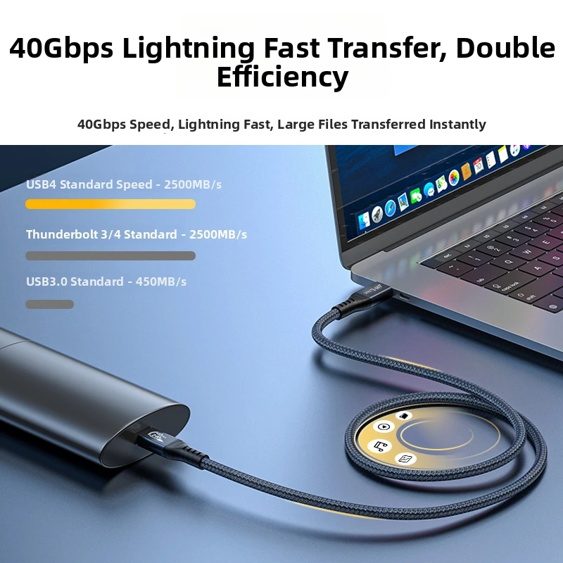 JH-Link USB4.0 Cable 40Gbps 240W PD Fast Charge 8K@60Hz Video Compatible with Thunderbolt 3/4 for MacBook