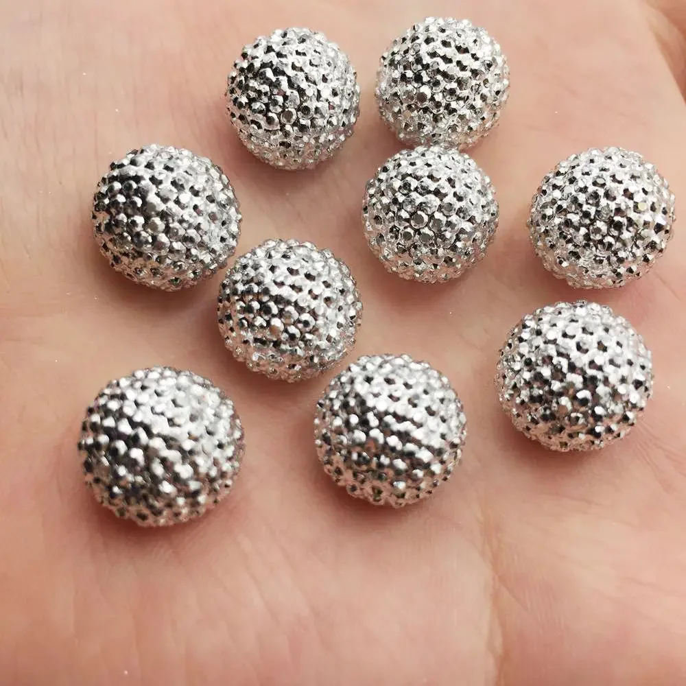 New Silver and Gold Resin 6/8/10/12mm 3D Half Ball Beads Flatback Rhinestone Applique Scrapbook DIY Buttons Ornaments SF691-697