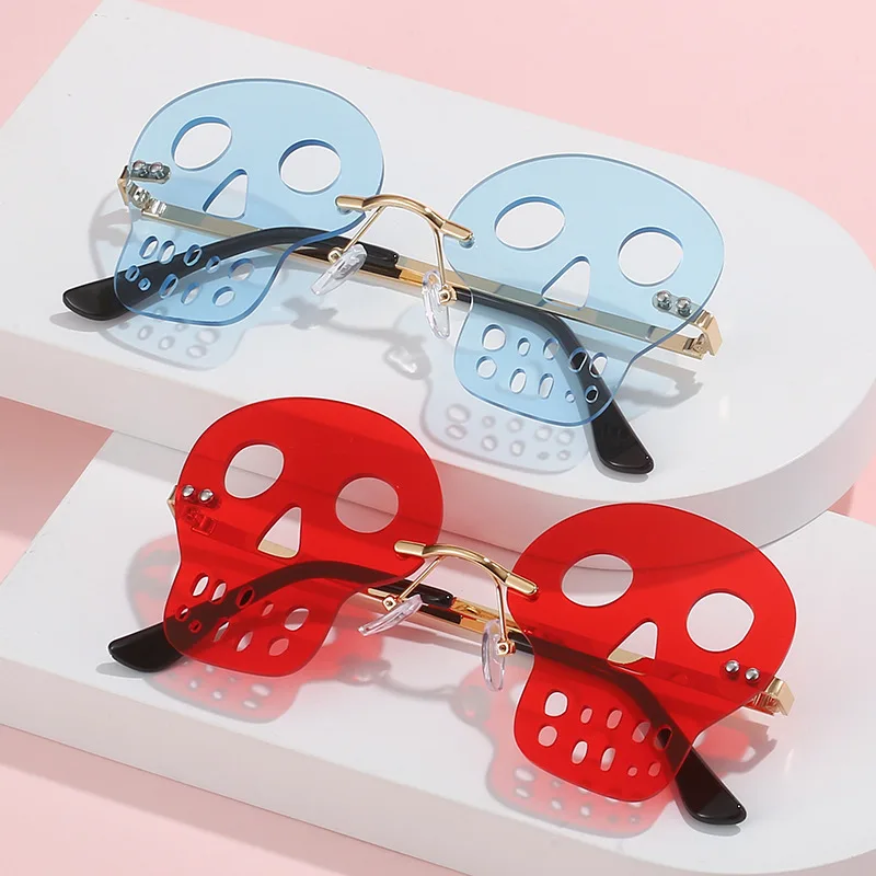 

New Frameless Skull Eccentric Personality Sunglasses Women Party Ball Sunglasses Men Glasses