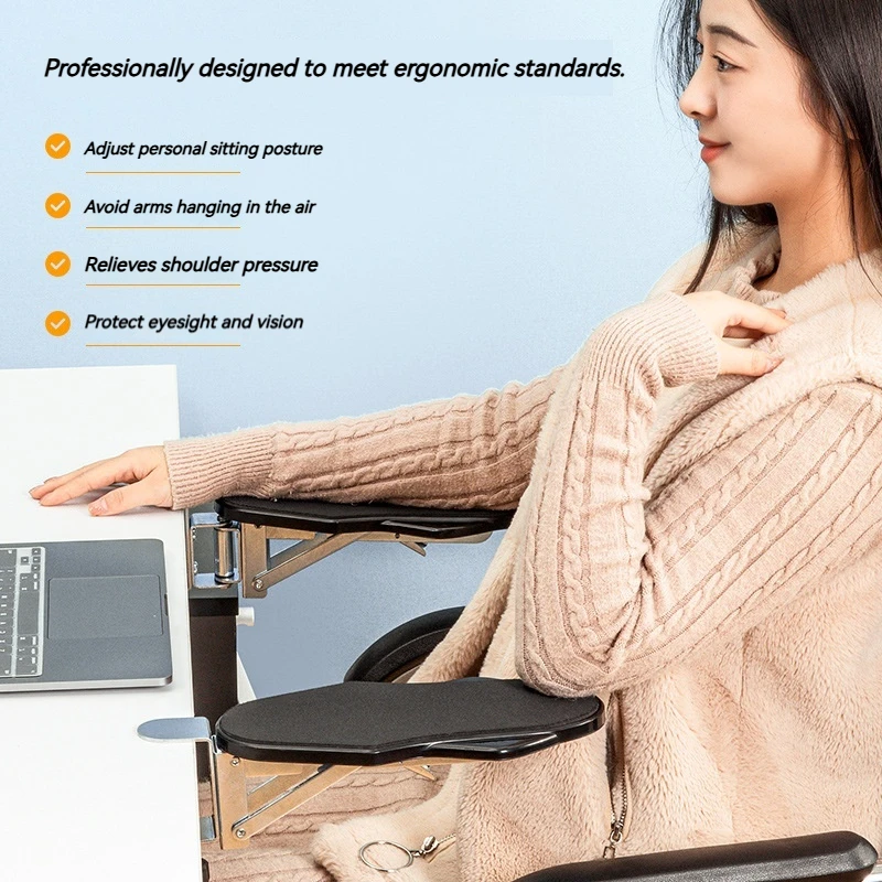 

No-Drill Desktop Soft Cushion Hand Rest Folding Arm Rest Home Computer Office Elbow Support Bracket Pressure Relief Elbow Pad