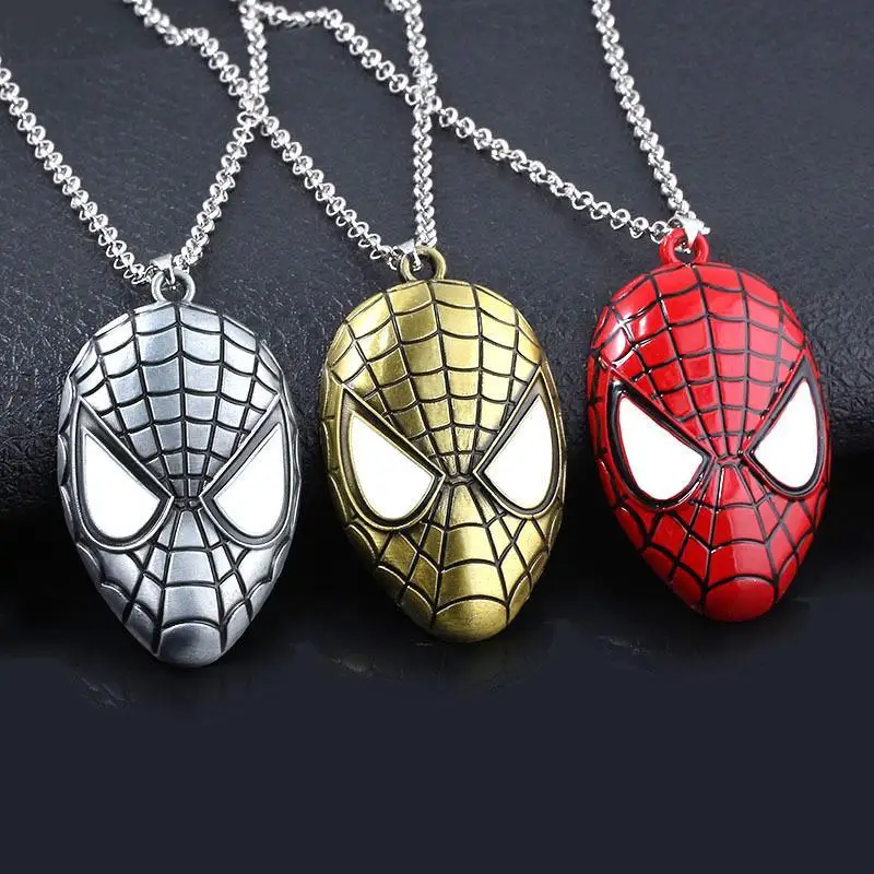 New Disney Spider-Man Peripheral Necklace Creative Alloy Mask Logo Pendant Fashion Cool Clothing Match Children's Birthday Gift