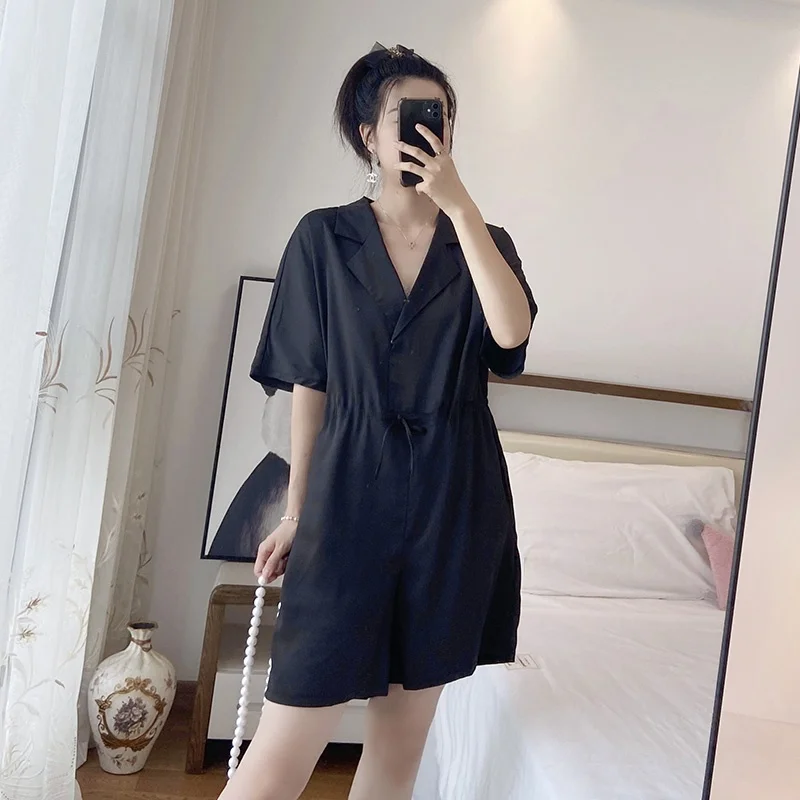 

Slimming Large Size Onesie ort Pants V-Ne Faionable Korean Sle High Waist Wide Leg Pants Summer New Arrival