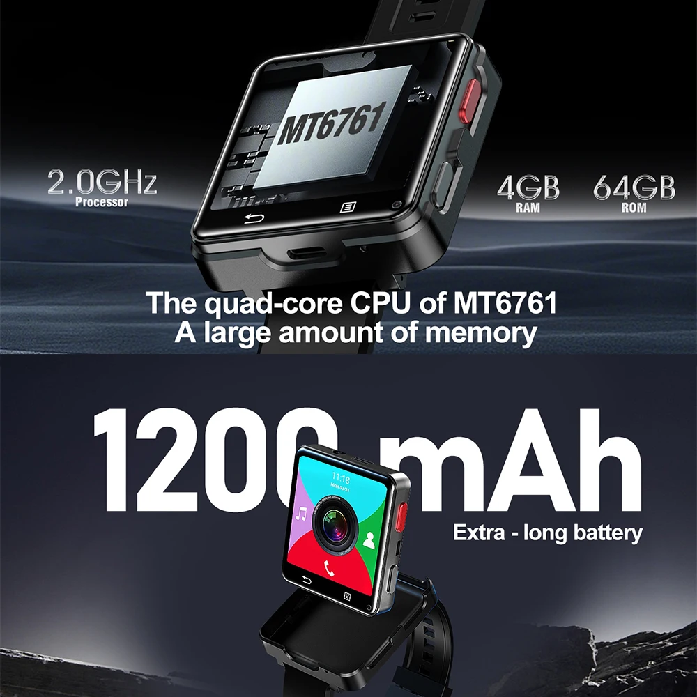 S222 4G Android 11 OS ساعة ذكية للرجال MTK6761 رباعية النواة 4GB Ram 64GB Rom 2.64 "شاشة كبيرة قابلة للفصل Smartwatch كاميرات مزدوجة