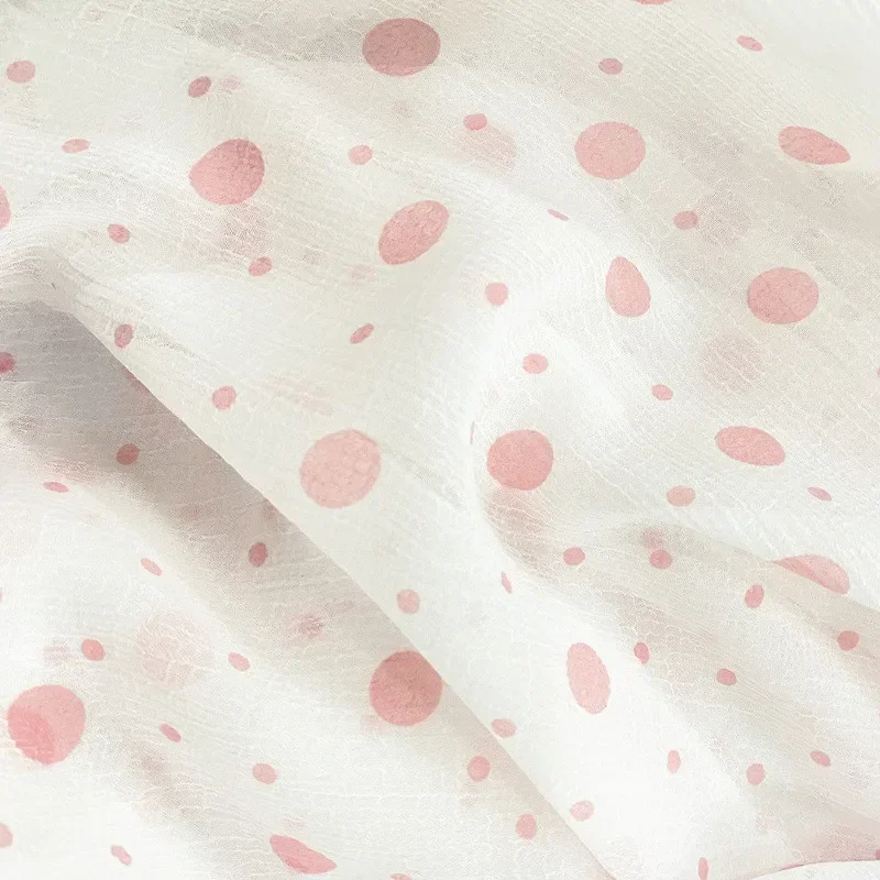 Chiffon Fabric Printed By The Meter for Costume Dress Skirts Diy Sewing Polka-dot Summer Soft Cloth Soft Thin Pleated Breathable