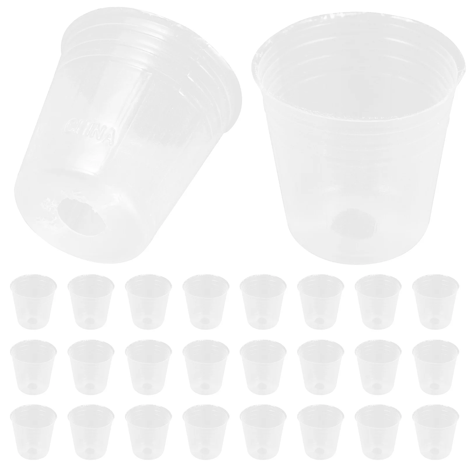 

50 Pcs Nursery Cup Plastic Pots for Plants Funny Transparent Basin Clear with Drainage Pp