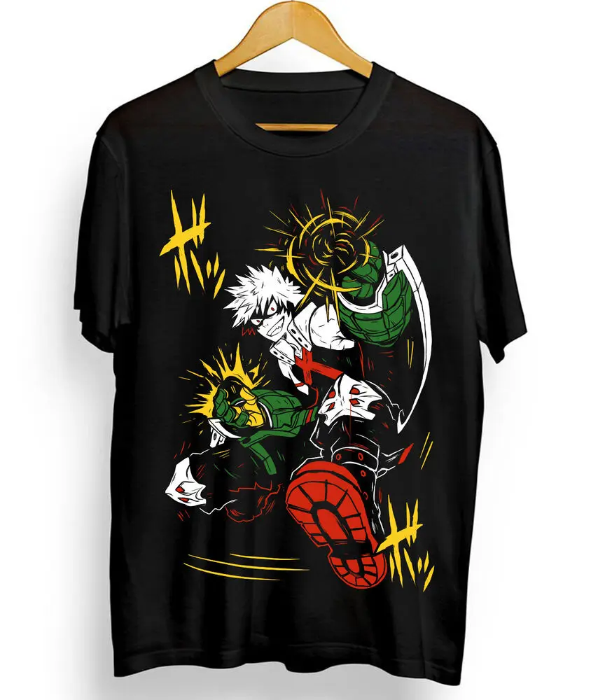 Katsuki Bakugo T-Shirt Manga  Hero  Anime Black Tshirt Tee All Size