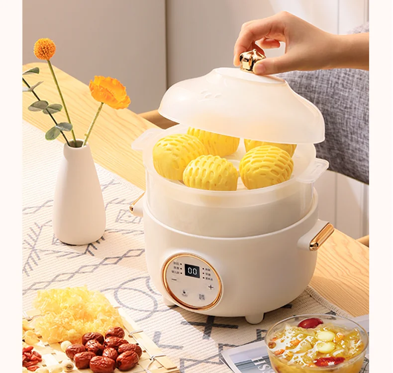 1.5L Electric Stewing Pot Multi Cooker 220V Slow Stewer With Steamer Water-separated Steaming Cooking Machine