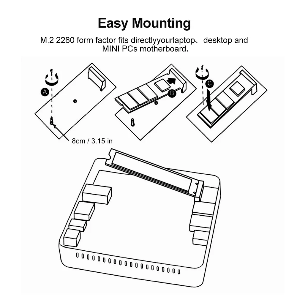 Ov 3500 Mb/S M.2 Nvme Ssd 256Gb/512Gb/1Tb 2280 Pcie3.0 Built-In Solid State Drive Suitable for Laptops/Desktop