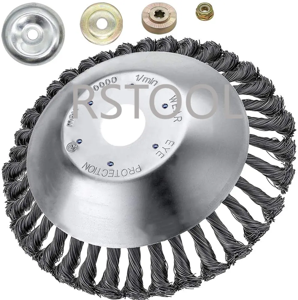 Roda de Fio de Aço de Polegadas Escova de Ervas Daninhas para Jardim Cortador de Grama Ferramentas de Corte de Escova Cabeça de Aparador de Grama de Jardim