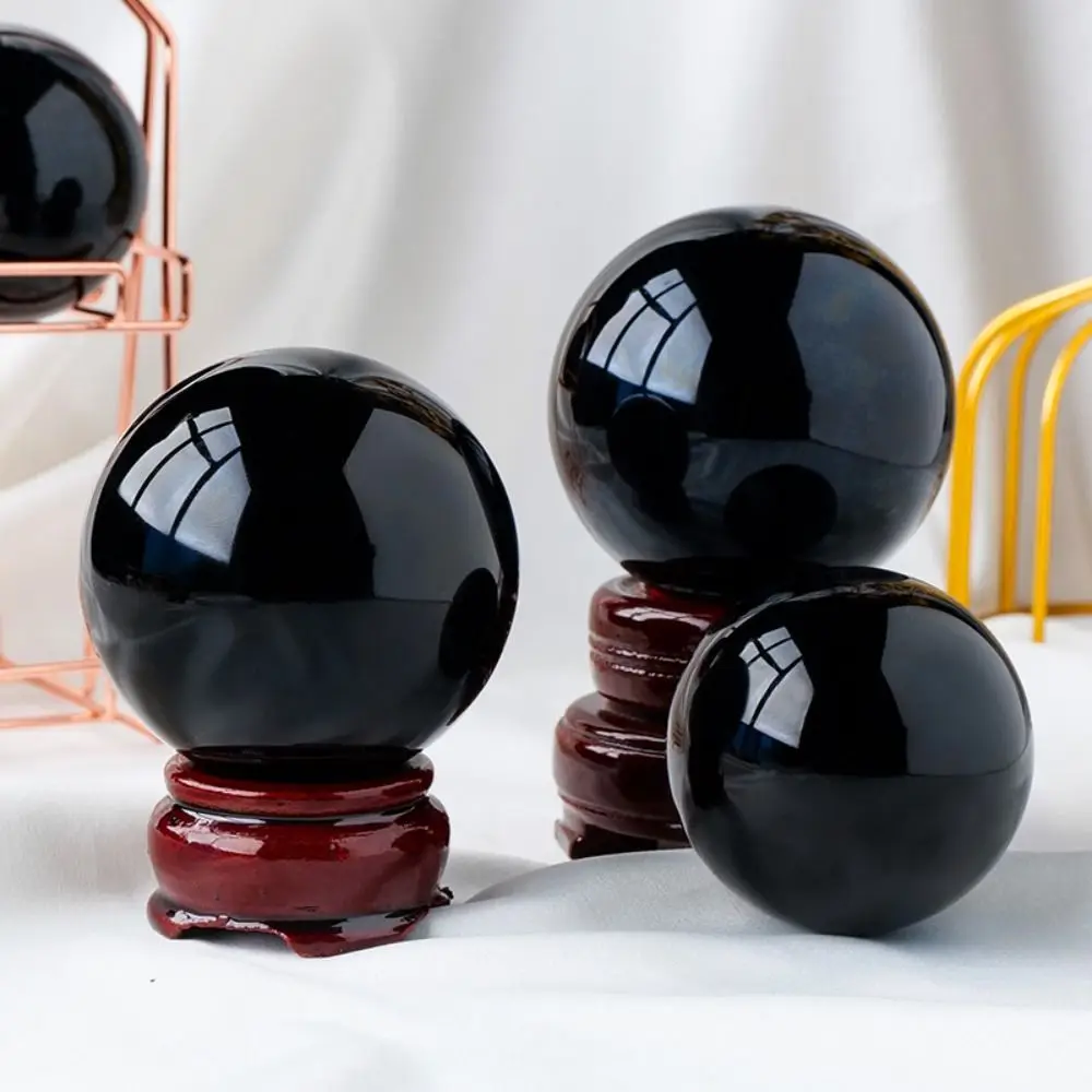 Obsidian Crystal Decorative Round Black Obsidian Sphere Large Exquisite Crystal Ball 20/30/40/50mm