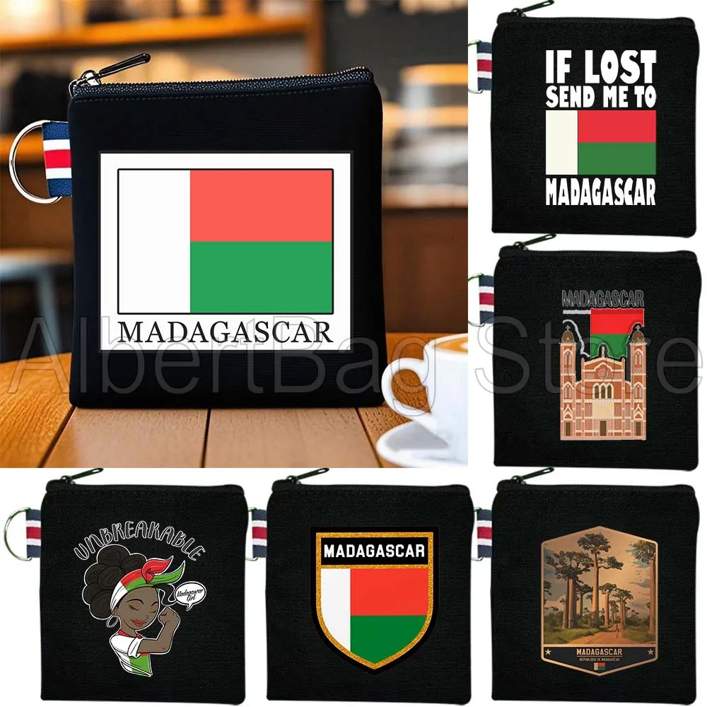 

Madagascar Country Flag Map Gifts Canvas Bags Key Coin Purse Small Cotton Bag Travel Storage Card Wallet Holders Zipper Pouch