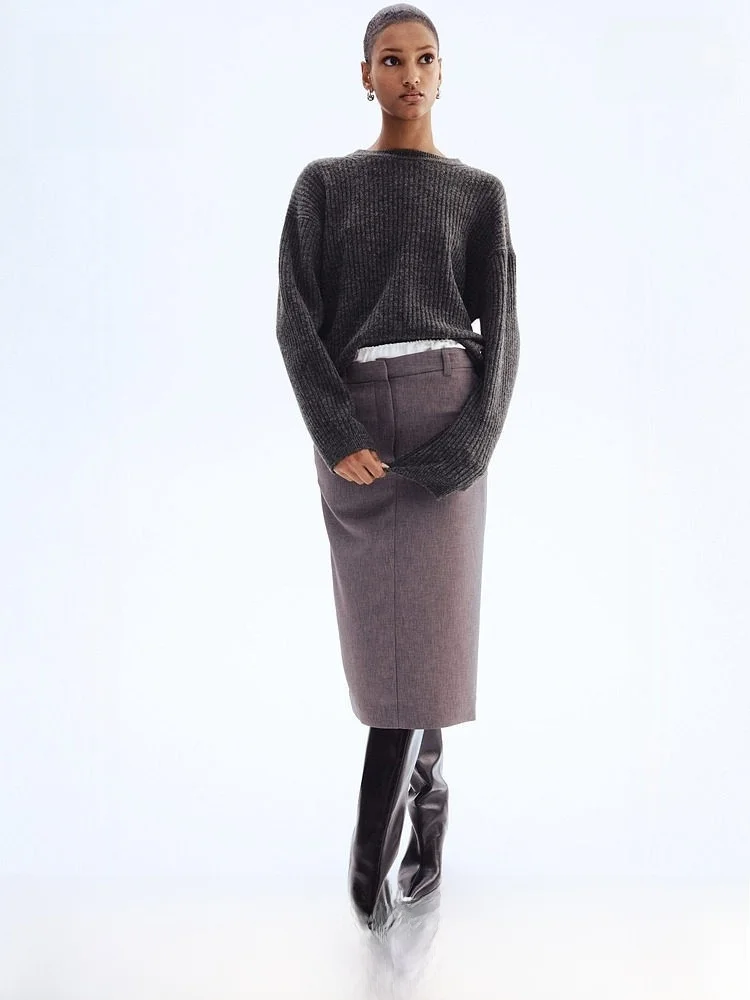 ゆったりとしたロングスリーブのニットセーター、レディース冬用カジュアル、快適なフィット感、H&Mニットウェア 293287