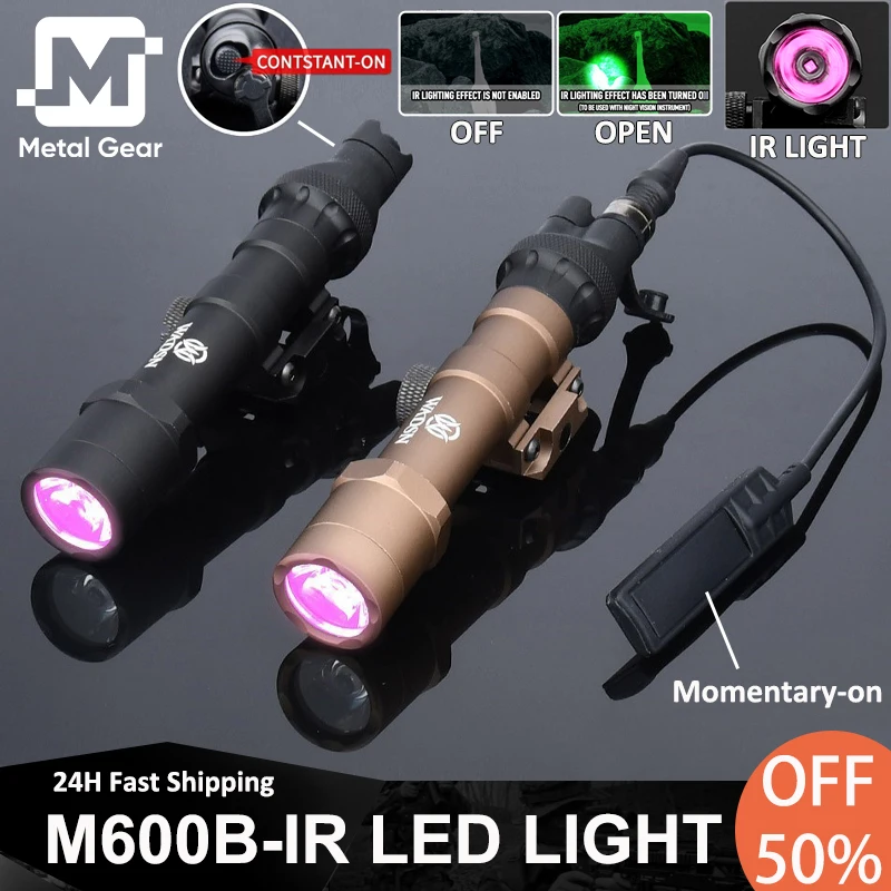 

WADSN Tactcial M600B IR LED Flashlight Airsoft M600 M600b Hunting Scout Light Infrared Night Vision Spotlight Constant Switch