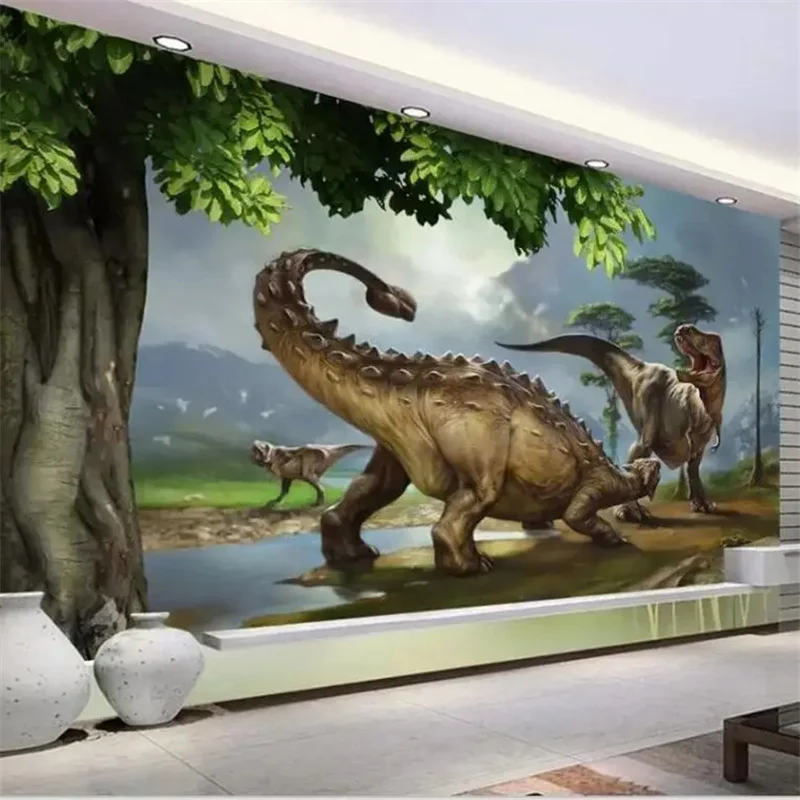 Papel tapiz personalizado de alta gama, mural estéreo 3D de dinosaurio, decoración para sala de juegos, pintura para habitación de niños