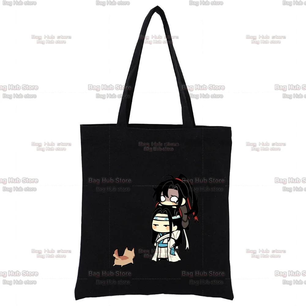 حقيبة كتف قماش سوداء للنساء ، مو داو زو شي ، جرافيك وي ووكيان لان وانجي ، موضة لطيفة ، حقائب هاراجوكو ، حقيبة يد عتيقة #3