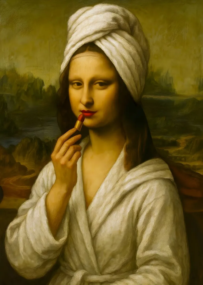 Mona Lisa Klassisches Lustiges Toiletten-Leinwandbild, Ungerahmtes Vintage Abstraktes Kunstfiguren-Gemälde für Waschraum- und Toiletten-Dekoration – Detail 11