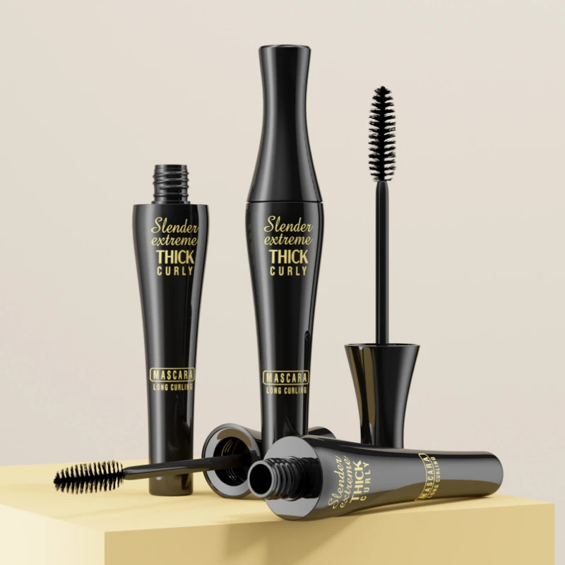 Mascara arricciacapelli in fibra di seta 5D impermeabile naturale spesso asciugatura rapida trucco non fiorito ciglia setose estensione nera cosmetica