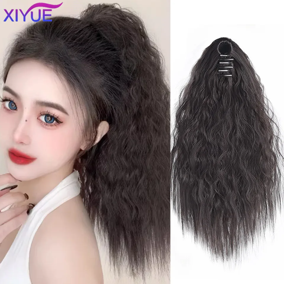 

XIYUE Wig Female Corn Beard High Horsetail Fluffy Long Curly Hair Increase Horsetail