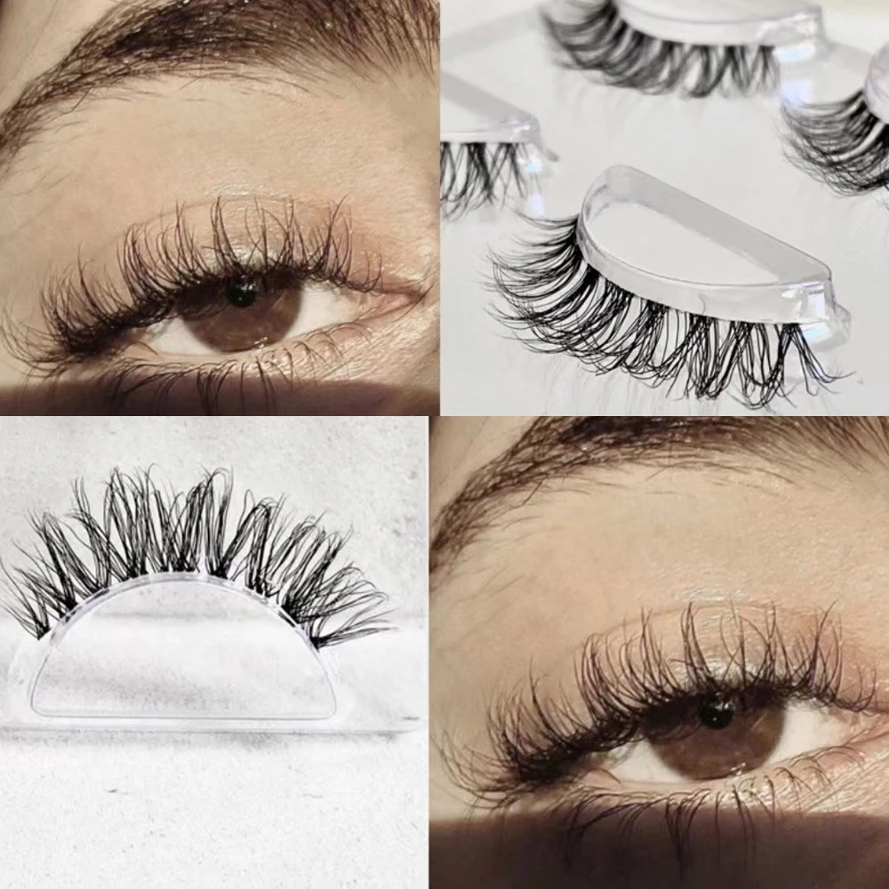 NEW Transparent Terrier Natural False Eyelashes Soft Stem Simulation Eye Tail with Long Air Eyelashes 3 Pairs 6d Lashes