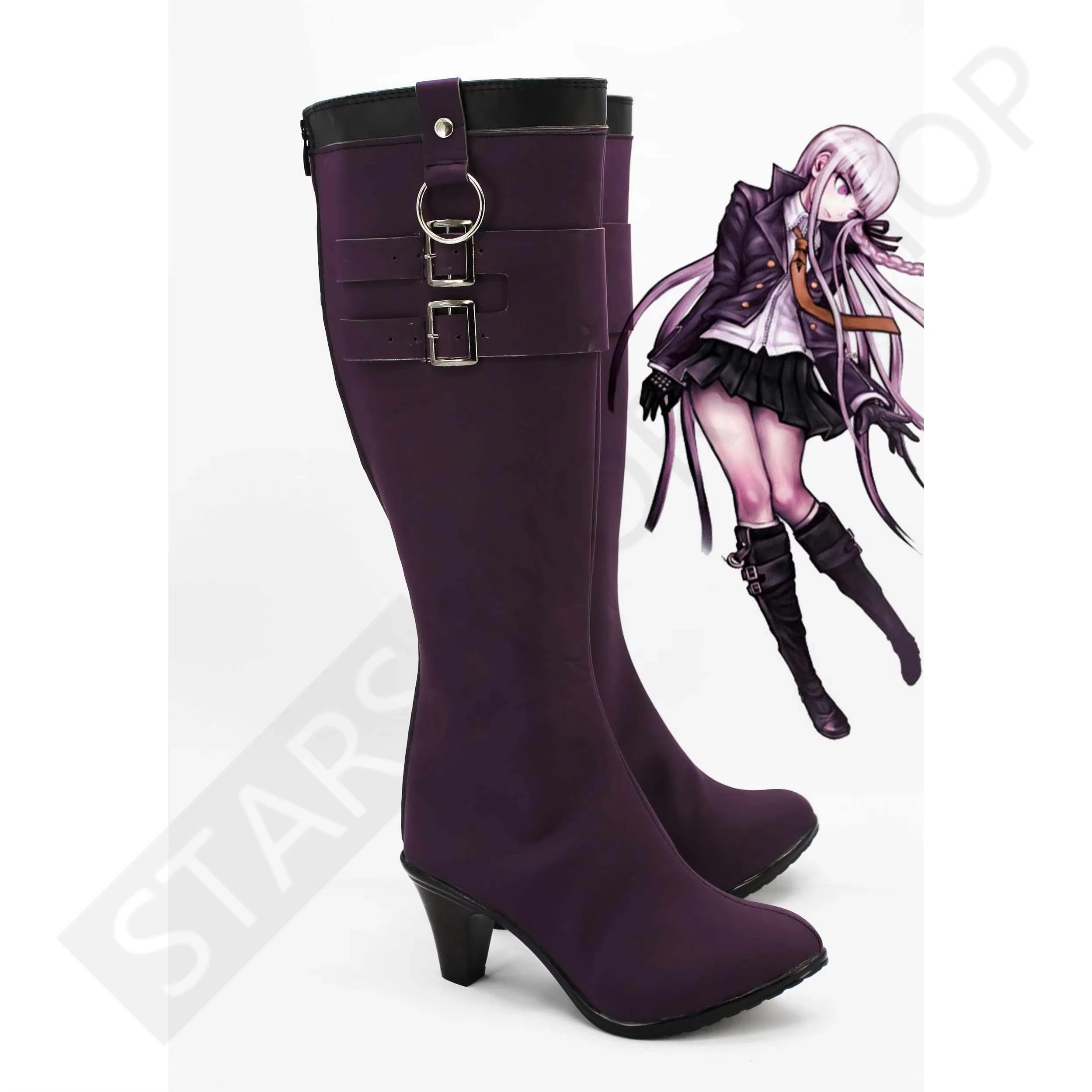 

Game Danganronpa Trigger Happy Havoc Kyoko Kirigiri Cosplay Shoes Purple High Heel Long Boots For Halloween