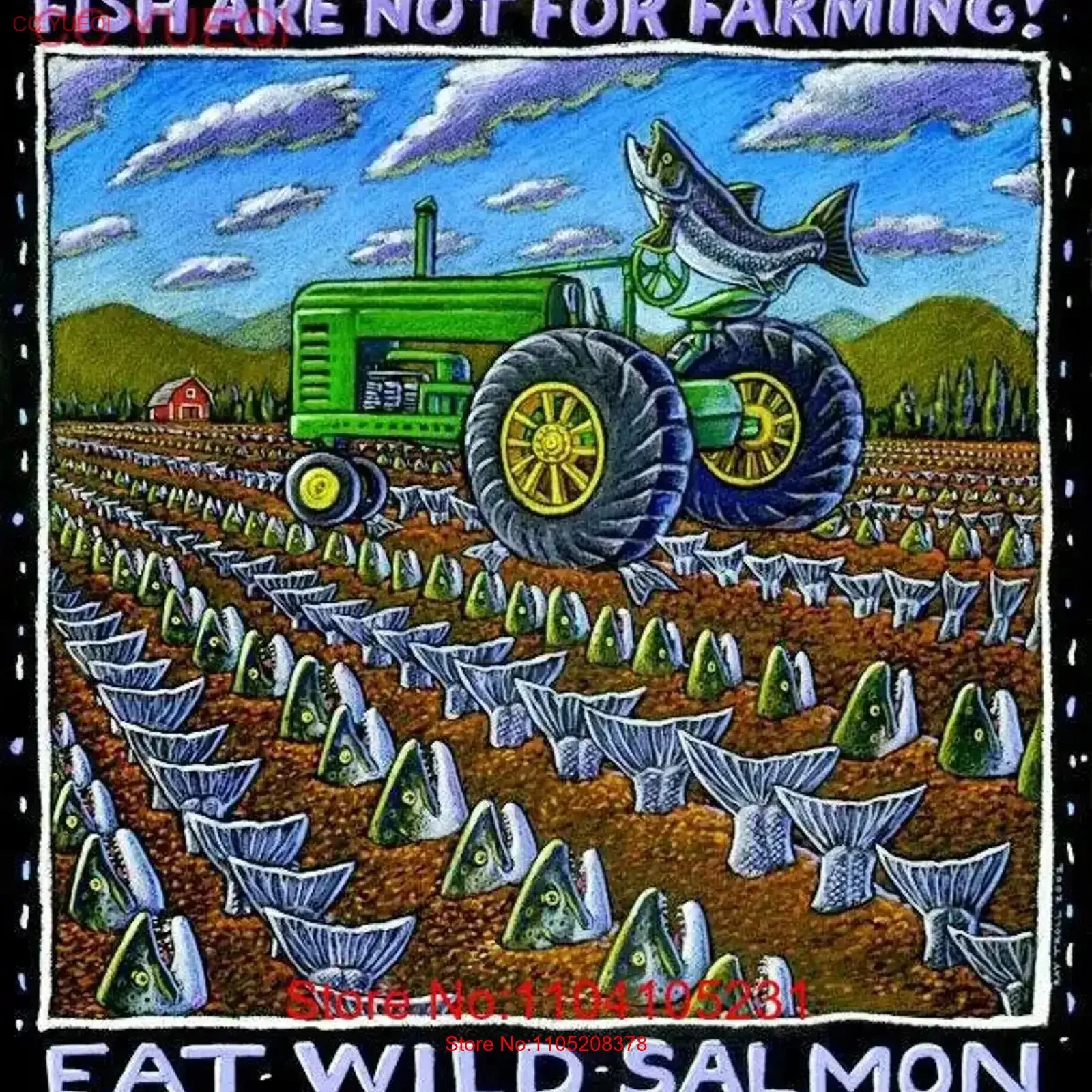 Ray Troll Fish R no 4 cultivo comer salmón salvaje nueva camiseta para adultos XXL L M S vintage lavado versátil transpirable homme