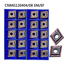 10pcs CNMG120404 CNMG120408 EM EF ZBG205 Carbide Inserts CNC Lathe Metal Cutter Turning Tool CNMG 120408 for Stainless Steel