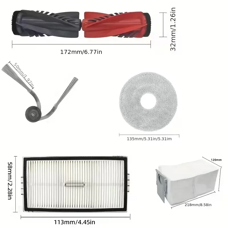 Replacement Accessories Kit For Roborock Saros 10R / G20S Ultra / Qrevo Curvx Robot Vacuums