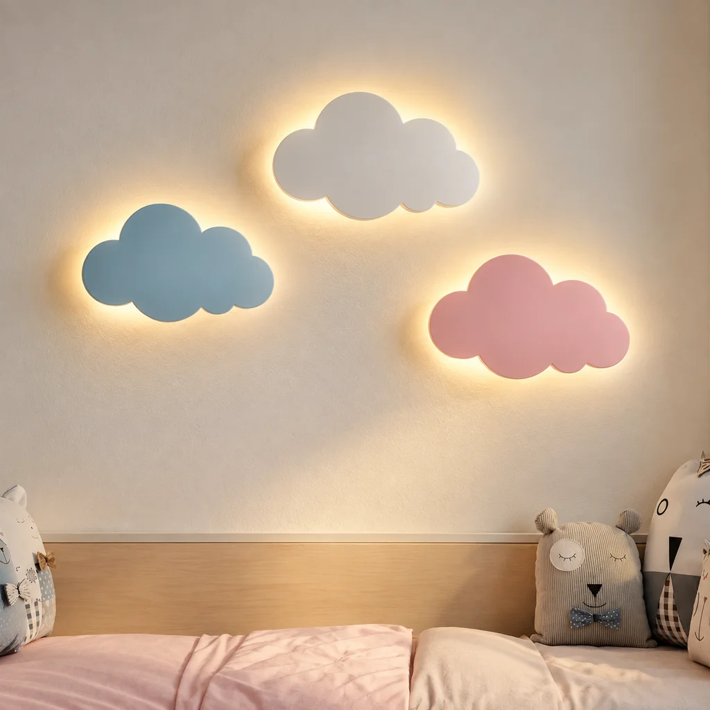 LED 구름 모양 벽등, 3가지 색상 조절 가능, 어린 - Baby Nursery Wall Lights 리뷰 및 가격