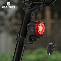 ROCKBROS Bike Rear Light Brake Sensing Alarm Horn Taillight IPX5 Remote Control Bicycle Rear Light Electronic Radio Bell
