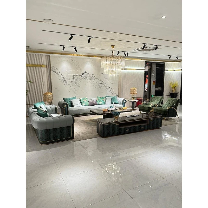 

Итальянский диван из матовой кожи в стиле легкой роскоши для гостиной, элитная дизайнерская мебель для больших помещений