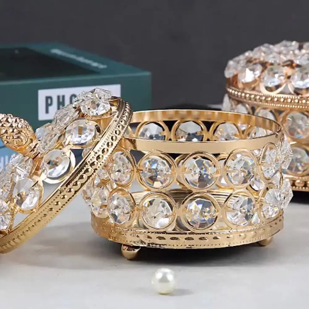 

Роскошная хрустальная шкатулка для драгоценностей, стеклянное зеркальное сверкающее ожерелье, кольцо, витрина, декоративный чехол, ручной органайзер для сережек, стол