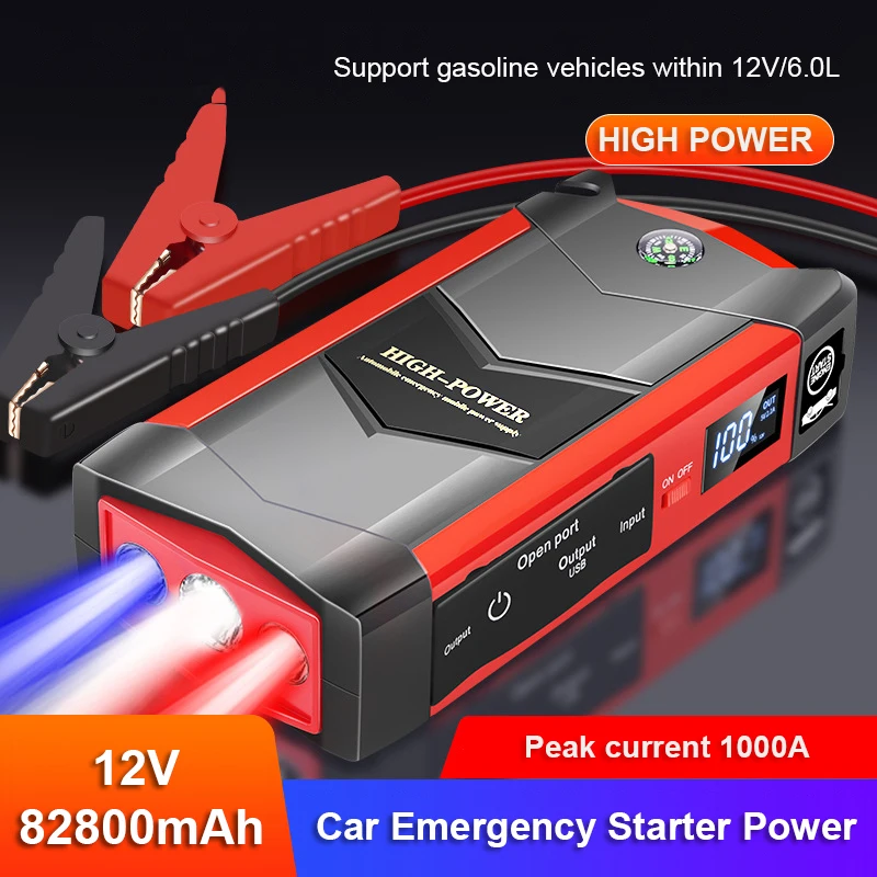 

Car Jump Starter Portable Car Battery Power Bank Booster Charger 12V 6.0L Car Starting Device Petrol Car Emergency Booster