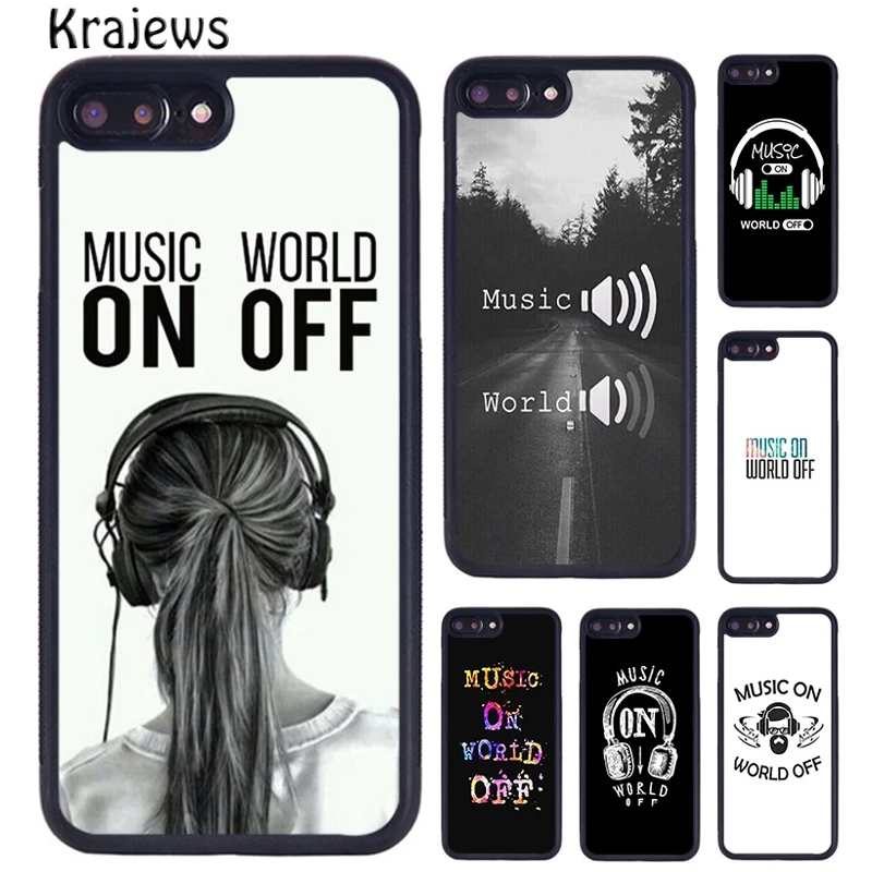 Krajews Music On World Off Phone Case Cover For iPhone 16 15 14 plus X XR XS 11 12 13 pro max coque