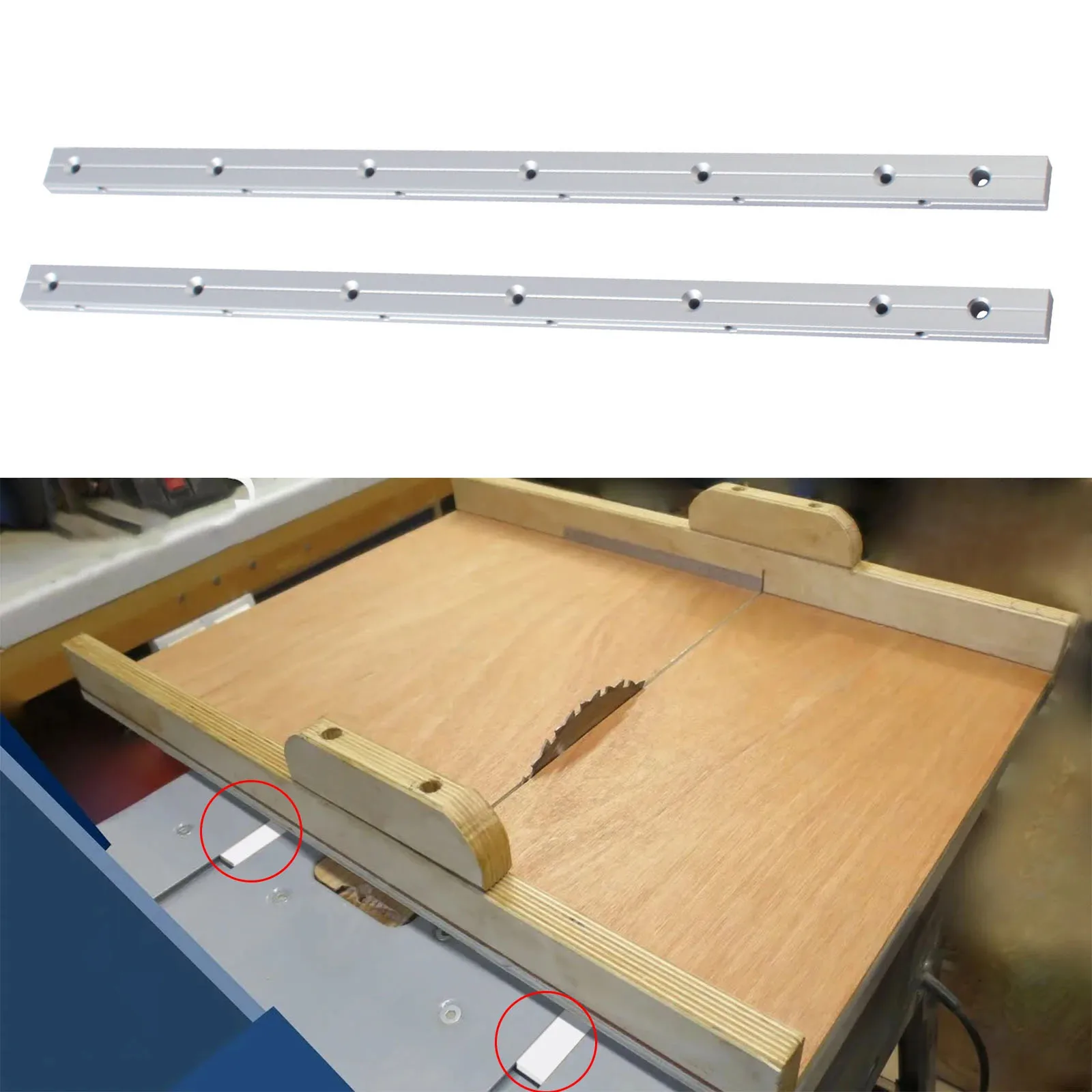 

2Pcs Crosscut Sled Miter Bar for Table Saw Sled, 3/4" x 3/8" with Predrilled Holes & Screws for Router Table, Bandsaw, Taper Jig