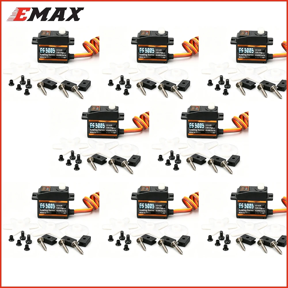 8pcs/lot Emax ES3003 4.8V-6.0V 3.5kg Plastic Gear Analog Servo Futaba/JR Plug For RC Fixed Wing Airplane Helicopter